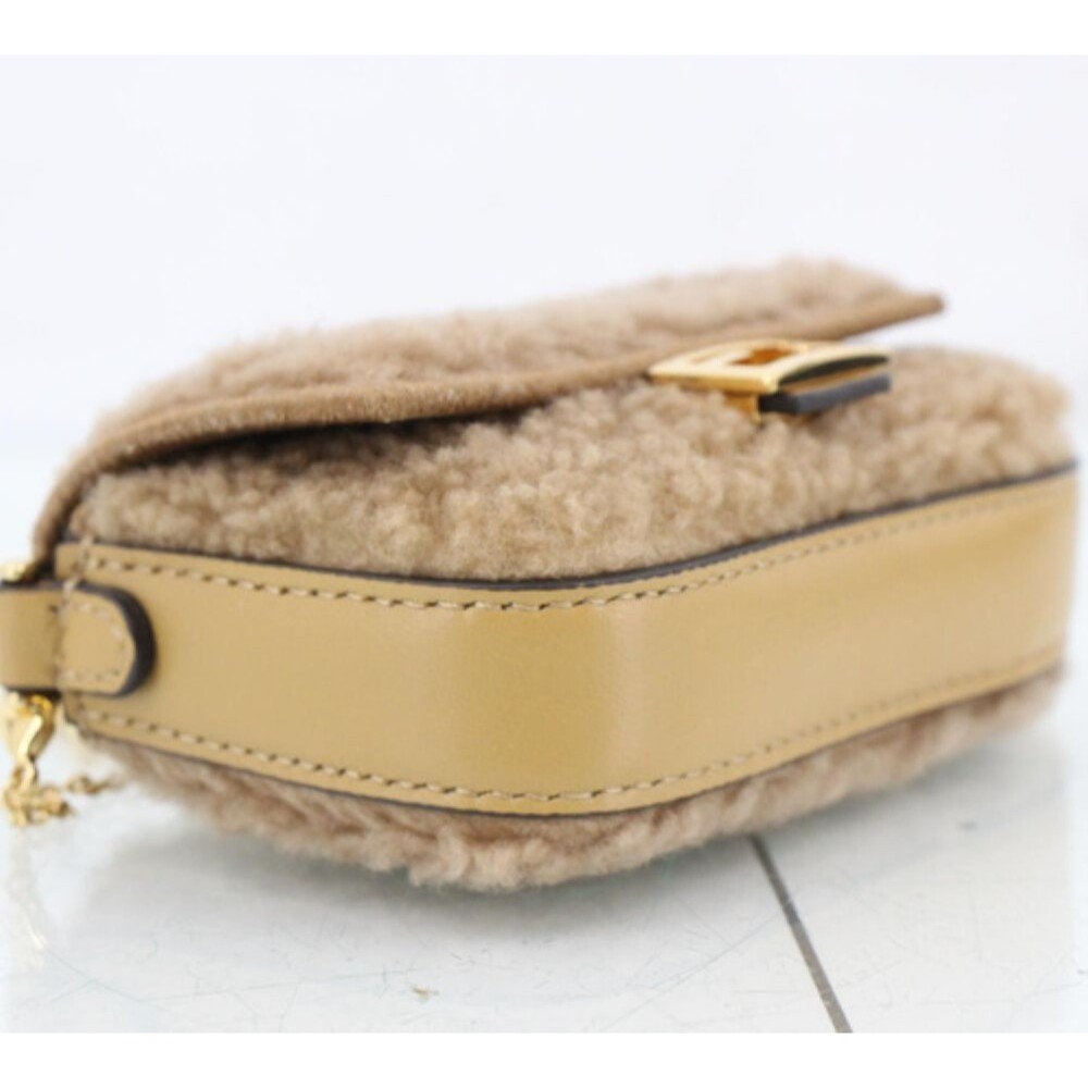 Fendi Baguette Bag Tan and Gold Shearling Mini with original COA, tags, dust bag - Picture 7 of 16